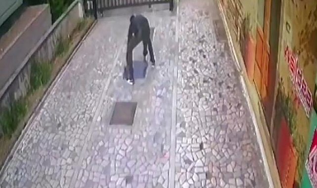 Rögar kapağı hırsızlığı kamerada