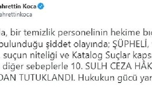 Bakan Koca'dan, İstanbul'da hekime bıçaklı saldırı olayına ilişkin açıklama