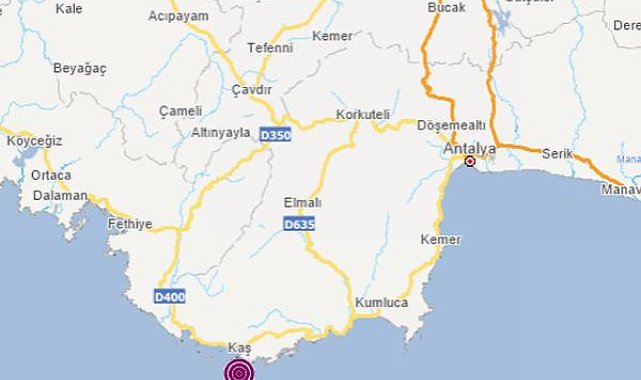 Antalya açıklarında 4.1 büyüklüğünde deprem