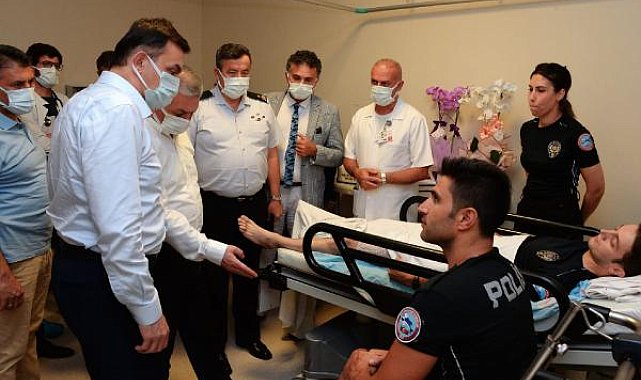 Vali Yazıcı, gittikleri ihbarda şüpheli tarafından vurulan 2 polisi ziyaret etti
