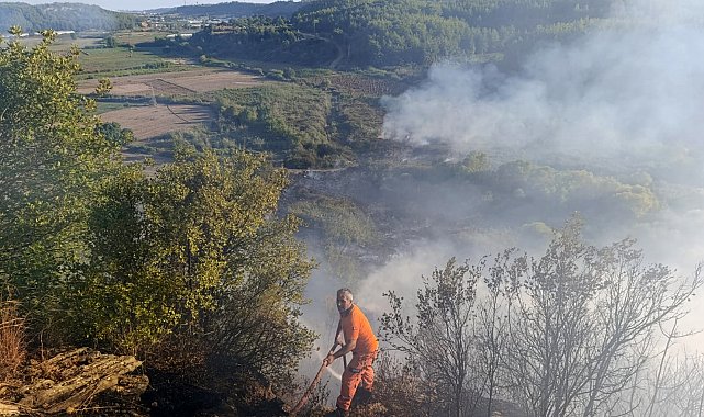 Aksu'da 1 hektar alan yandı