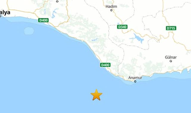 Antalya açıklarında 4 büyüklüğünde deprem