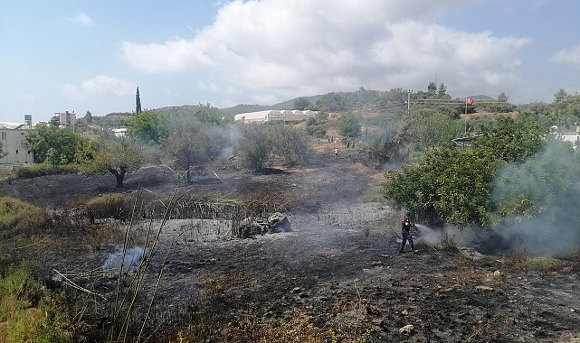 Bahçede başlayan yangın büyümeden söndürüldü