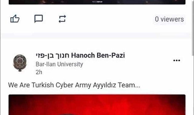 Ayyıldız Tim, İsrailli profesörün hesabını hackledi