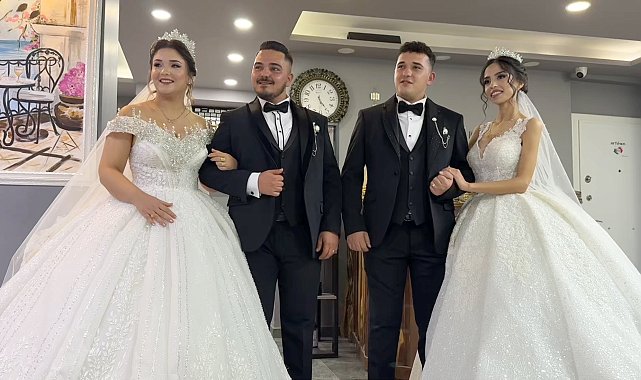 Babadan kalma geleneği yaşatıp, aynı gün evlendiler