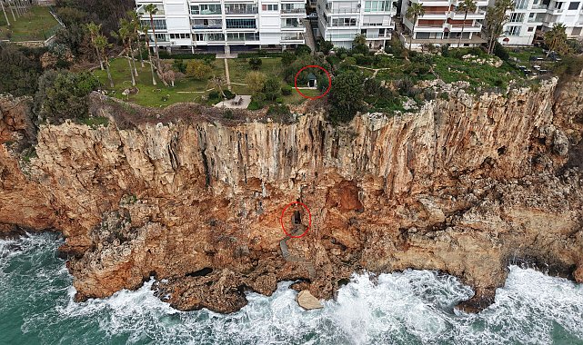 Falezlerdeki kaçak baraka ve asansörü mühürlendi