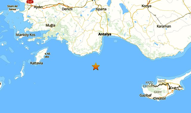 Akdeniz'de 4,2 büyüklüğünde deprem