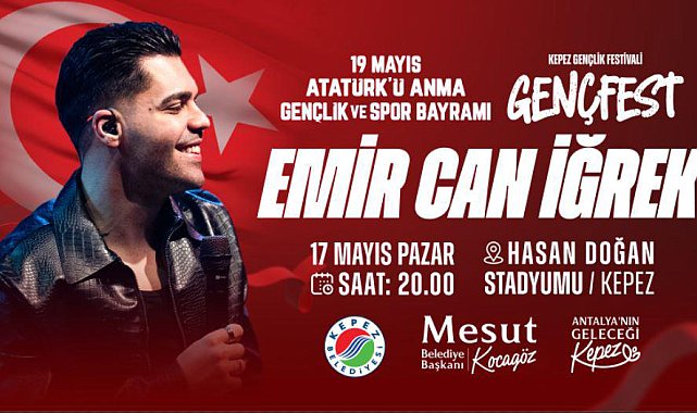 Kepez'de 19 Mayıs sahnesinde Emir Can İğrek konseri